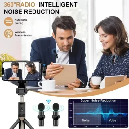 Wireless Lavalier Microphone Portable Audio Video Recording Mini Mic For iPhone Android Live Broadcast Gaming Receive With Phone - Image 2